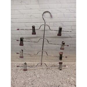 One 4-Tier Metal Skirt Hangers Pants Shorts Space Saving Hangers with Clips